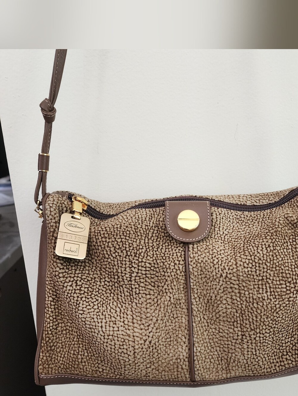 Borbonese Brown Textured Shoulder/crossbody Bag Made In Italy